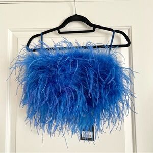 LA MARQUE Zaina ostrich feather Top Dark Rich Blue‎